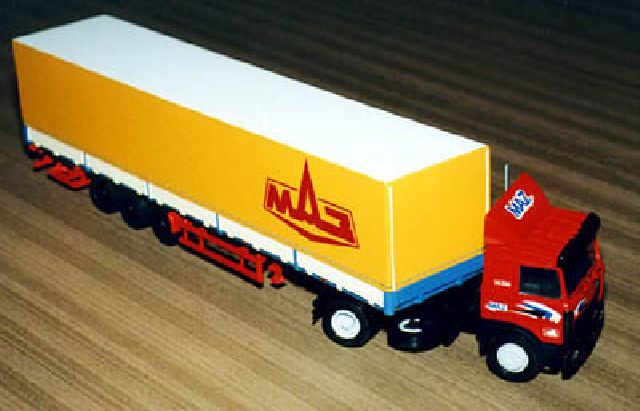 MAZ Super Tractor with Cargo Trailer Covered